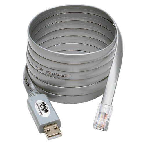 U209-006-RJ45-X USB-A to RJ45 Serial Rollover Cable (M/M) - Cisco Compatible, 250 Kbps, 6 ft. (1.83 m), Gray