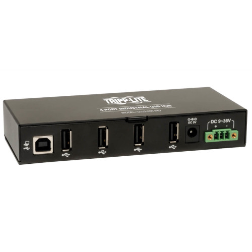 U223-004-IND 4-Port Industrial-Grade USB 2.0 Hub - 15 kV ESD Immunity, Metal Housing, Mountable