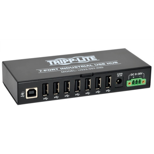 U223-007-IND 7-Port Industrial-Grade USB 2.0 Hub - 15 kV ESD Immunity, Metal Housing, Mountable