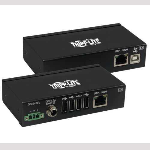 B203-104-IND-ER 4-Port Industrial USB over Cat6 Extender, ESD Protection, PoC - USB 2.0, Mountable, 330 ft., TAA