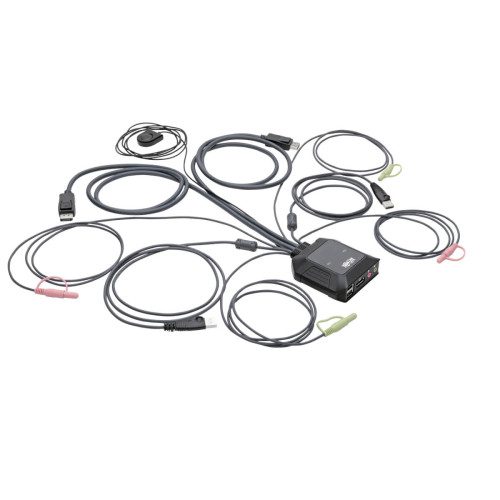 B032-DPUA2 2-Port DisplayPort 1.1/USB KVM Switch with Audio/Video, Built-In Cables, USB Peripheral Sharing