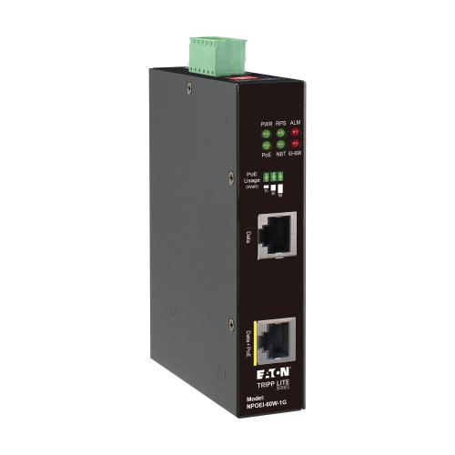 NPOEI-60W-1G Industrial Gigabit Ethernet PoE injector, 60W PoE++, 802.3bt, Midspan, -40&Atilde;&cent;&acirc;&AElig; to +75&Atilde;&cent;&acirc;&AElig;, IP30 housing, Dual 24-57VDC , DIN rail, 1 Port