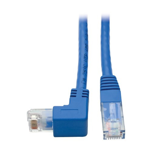 N204-001-BL-DN Down-Angle Cat6 Gigabit Molded UTP Ethernet Cable (RJ45 Right-Angle Down M to RJ45 M), Blue, 1 ft. (0.31 m)