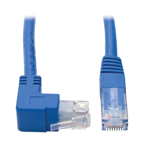 N204-001-BL-UP Up-Angle Cat6 Gigabit Molded UTP Ethernet Cable (RJ45 Right-Angle Up M to RJ45 M), Blue, 1 ft. (0.31 m)