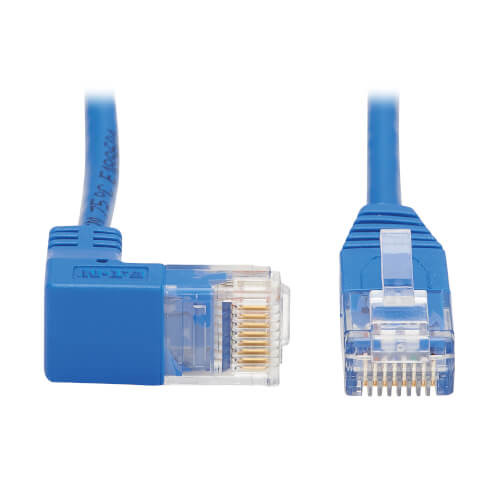 N204-S07-BL-DN Down-Angle Cat6 Gigabit Molded Slim UTP Ethernet Cable (RJ45 Right-Angle Down M to RJ45 M), Blue, 7 ft. (2.13 m)