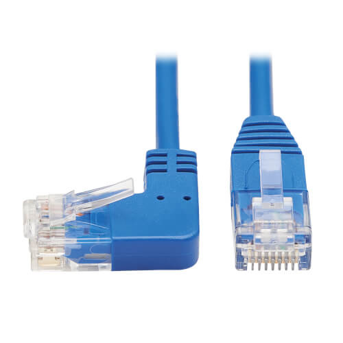 N204-S07-BL-LA Left-Angle Cat6 Gigabit Molded Slim UTP Ethernet Cable (RJ45 Left-Angle M to RJ45 M), Blue, 7 ft. (2.13 m)