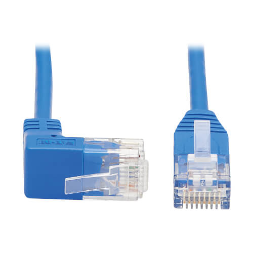 N204-S15-BL-UP Up-Angle Cat6 Gigabit Molded Slim UTP Ethernet Cable (RJ45 Right-Angle Up M to RJ45 M), Blue, 15 ft. (4.57 m)