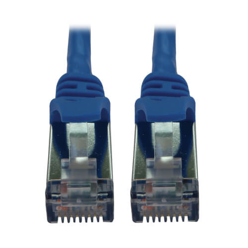 N262-S15-BL Cat6a 10G Snagless Shielded Slim STP Ethernet Cable (RJ45 M/M), PoE, Blue, 15 ft. (4.6 m)