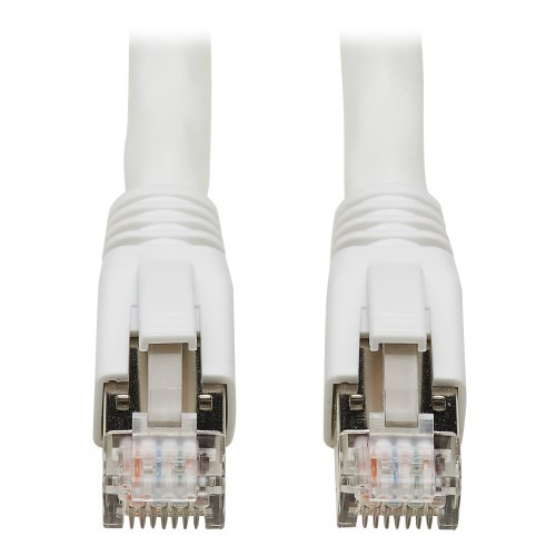 N272-050-WH Cat8 25G/40G-Certified Snagless Shielded S/FTP Ethernet Cable (RJ45 M/M), PoE, White, 50 ft. (15.24 m)