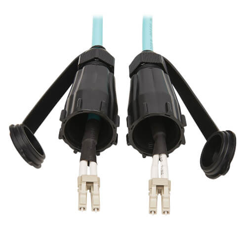 N820-01M-IND 10Gb Rigid Industrial Duplex Multimode 50/125 OM3 Fiber Patch Cable (LC/LC) - IP68, Aqua, 1 m (3 ft.)