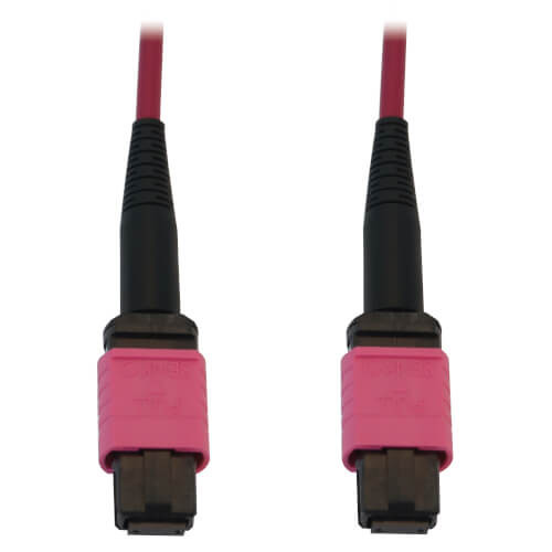 N845B-02M-12-MG 100G Multimode 50/125 OM4 Fiber Optic Cable (12F MTP/MPO-PC F/F), LSZH, Magenta, 2 m (6.6 ft.)