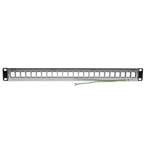 N062-024-KJ-SH 24-Port 1U Rack-Mount Shielded Blank Keystone/Multimedia Patch Panel, RJ45 Ethernet, USB, HDMI, Cat5e/6