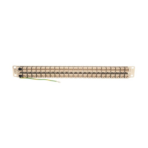 N254-048-SH-6A 48-Port 1U Rack-Mount STP Shielded Cat6a Feedthrough Patch Panel, RJ45 Ethernet, TAA