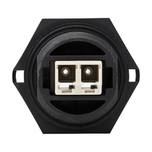Tripp Lite N455-BC01-IND Rigid Industrial IP68 Duplex Multimode Fiber Coupler (LC/LC) with Dust Cap, 10G Ethernet