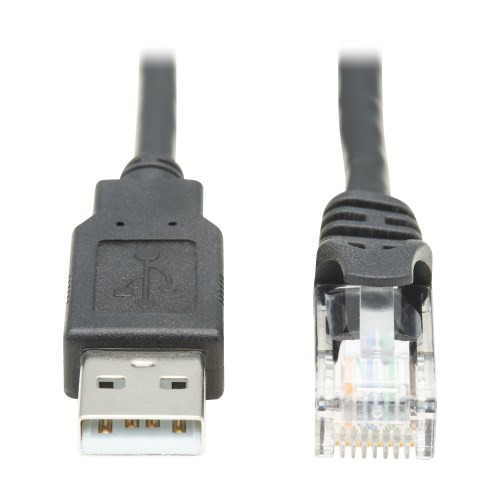 U009-015-RJ45-X USB-A to RJ45 Rollover Console Cable (M/M) - Cisco Compatible, 250 Kbps, 15 ft. (4.57 m), Black