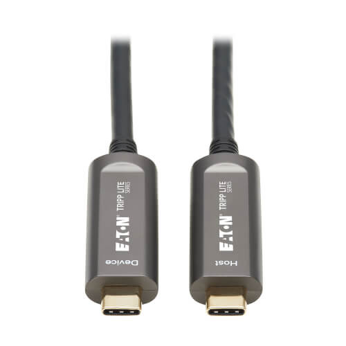 U420F-10M-D321 USB-C AOC Cable (M/M) - USB 3.2 Gen 2 (10 Gbps) Plenum-Rated Fiber Active Optical Cable - Data Only, Backward Compatible, Black, 10 m (33 ft.)