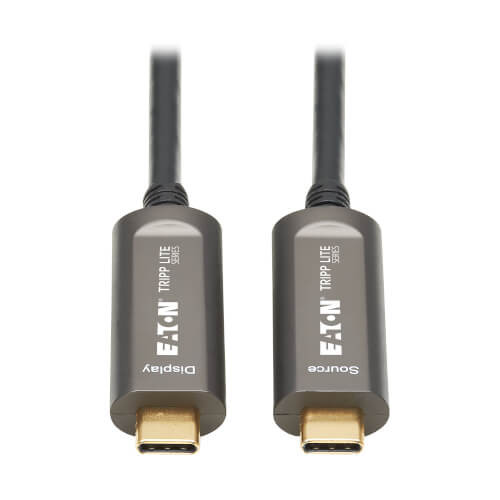 U420F-30M-V USB-C to USB-C Plenum-Rated Fiber Active Optical Cable (AOC) - 4K 60 Hz, HDR, 4:4:4, M/M, Black, 30 m (98 ft.)