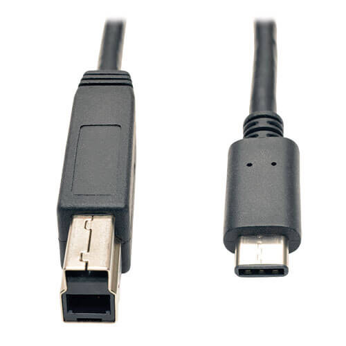 U422-003-G2 USB-C to USB-B Cable (M/M) - USB 3.2, Gen 2 (10 Gbps), Thunderbolt 3 Compatible, 3 ft. (0.91 m)