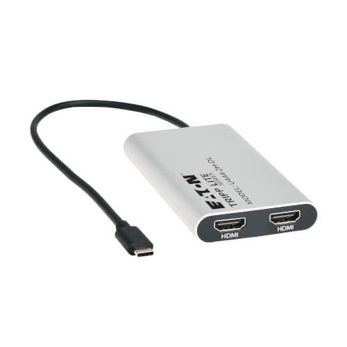USB-C Adapter, Dual Display - 4K 60 Hz HDMI, 100W PD Passthrough, Silver U444-2H-DL