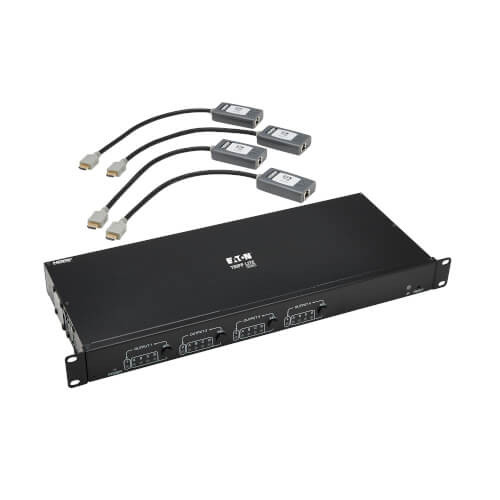 B127A-4X4-BH4PH 4x4 HDMI over Cat6 Matrix Switch Kit, Switch/4x Pigtail Receivers - 4K 60 Hz, HDR, 4:4:4, PoC, 230 ft. (70.1 m), TAA