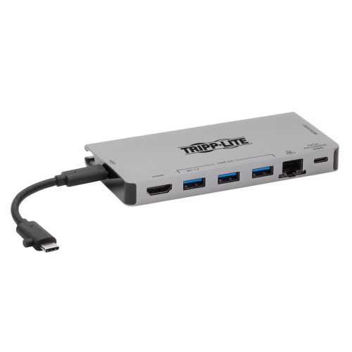 U442-DOCK5D-GY USB-C Dock - 4K HDMI, USB 3.x (5Gbps), USB-A/C Hub Ports, GbE, Memory Card, 100W PD Charging, Detachable Cord