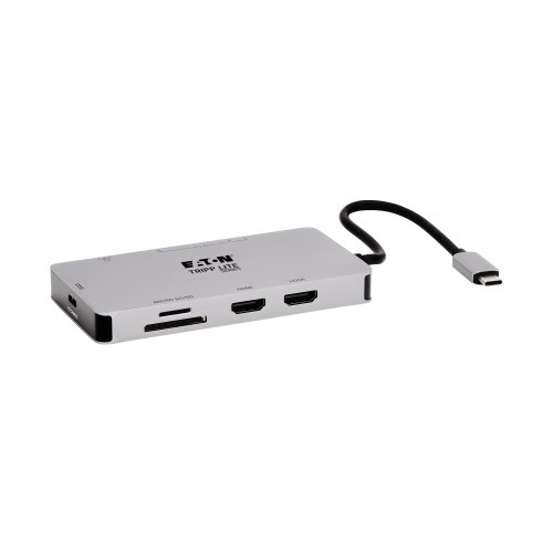 U442-DOCK8G-GG USB-C Dock, Dual Display - 4K 60 Hz HDMI, USB 3.x (5Gbps) Hub Ports, GbE, Memory Card, 100W PD Charging, Gray