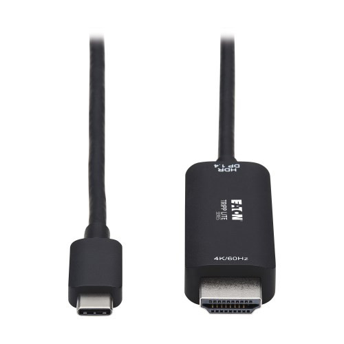 U444-006-HDR4BE USB-C to HDMI Active Adapter Cable (M/M), 4K 60 Hz, HDR, HDCP 2.2, DP 1.4 Alt Mode, Black, 6 ft. (1.8 m)