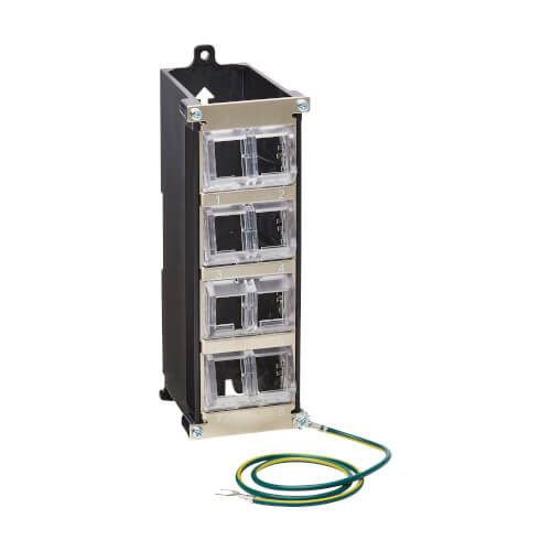 N063-008-ENC 8-Port Metal DIN-Rail Mounting Keystone Patch Panel with Grounding, Black/Silver, TAA