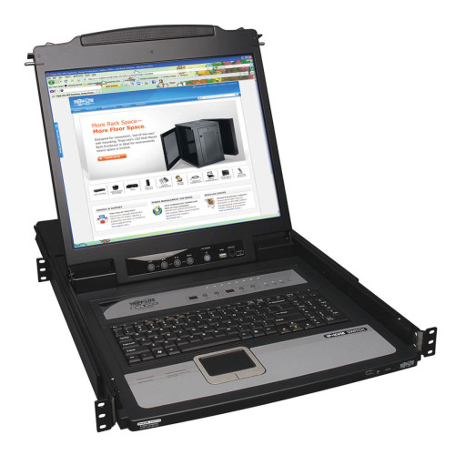 B020-U08-19-IP NetDirector 8-Port 1U Rack-Mount Console KVM Switch with 19-in. LCD and IP Remote Access