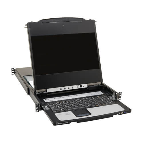 B030-DP08-17D 8-Port NetDirector DisplayPort KVM Switch Console with 17 in. LCD, Dual Rail, 1U Rack-Mount