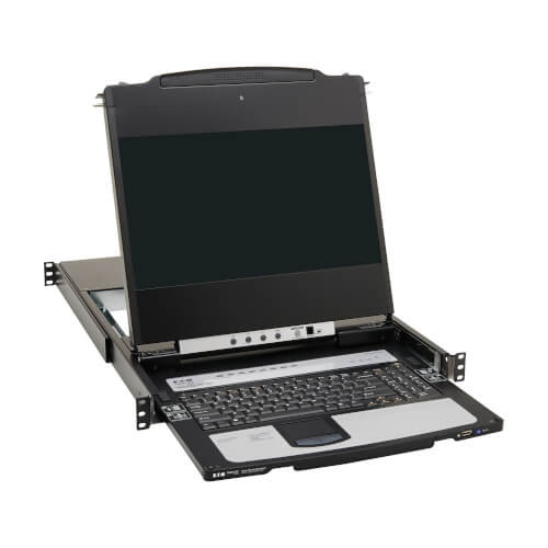 B030-DP08-17DIP NetDirector 8-Port DisplayPort KVM Switch Console with 17 in. LCD, IP Remote Access, Dual Rail, 1U Rack-Mount