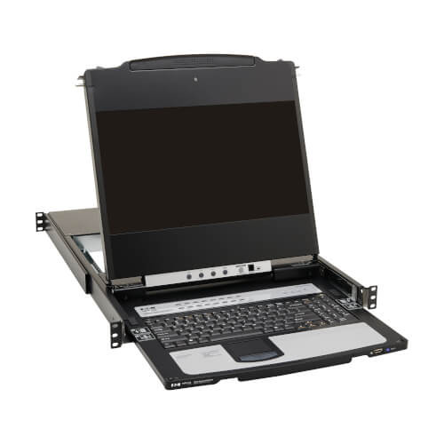 B030-DP16-17D NetDirector 16-Port DisplayPort KVM Switch Console with 17 in. LCD, Dual Rail, 1U Rack-Mount