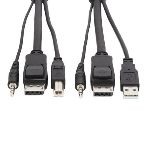 DisplayPort KVM Cable Kit, 3 in 1 - 4K DisplayPort, USB, 3.5 mm Audio (3xM/3xM), 4:4:4, 1.83 m, Black