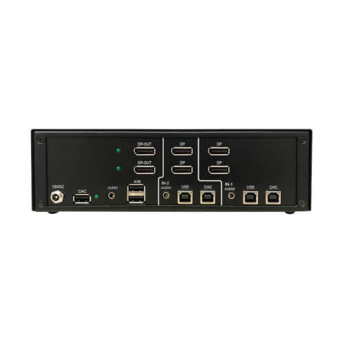 Tripp Lite B002-DP2AC2-N4 Secure KVM Switch, 2-Port, Dual Head, DisplayPort to DisplayPort, 4K, NIAP PP4.0, Audio, CAC, TAA