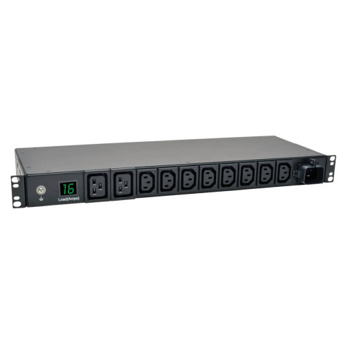 PDUMH16HV 3.7kW Single-Phase Local Metered PDU, 208/230V Outlets (8 C13, 2 C19) IEC-309 16A Blue, 8 ft. (2.43 m) Cord, 1U Rack-Mount, TAA