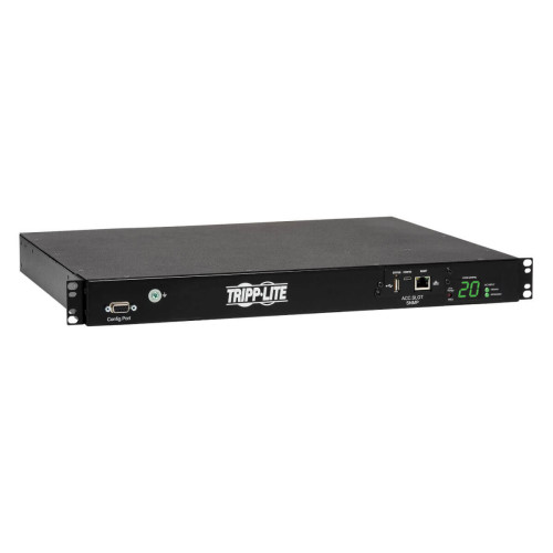 PDUMH20HVATNET 3.8kW Single-Phase Switched Automatic Transfer Switch PDU, Two 200-240V C20 Inlets, 8 C13 & 2 C19 Outputs, 1U, TAA
