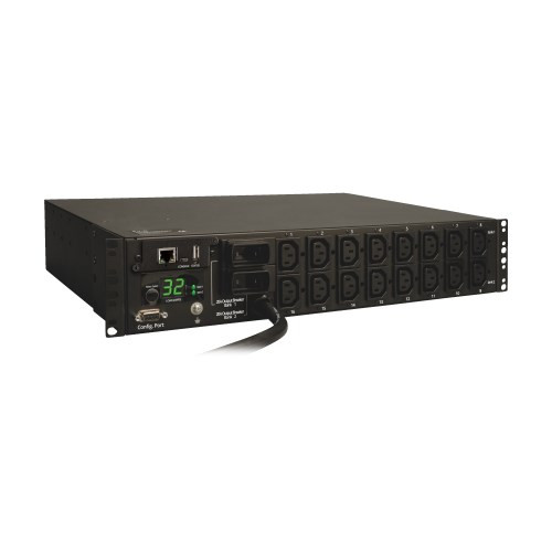 PDUMH32HVNET 7.4kW Single-Phase Switched PDU, LX Interface, 230V Outlets (16-C13), IEC-309 Blue 230V 32A, 3.6m Cord, 2U Rack-Mount, TAA