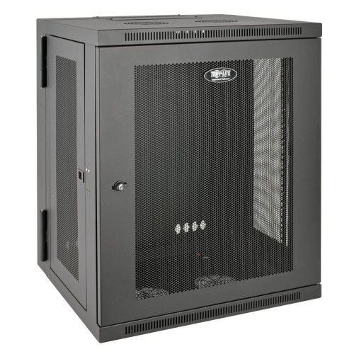 SRW15US SmartRack 15U Low-Profile Switch-Depth Wall-Mount Half-Height Rack Enclosure, Hinged Back