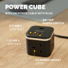 Fellowes Power Cube with 3 Power Socket Extension USB-A & USB-C Ports Black