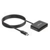 USB-C Contact Smart Card Reader with MicroSD slot, USB Type-C Male to Contact Reader Interface and microSDXC, Supports Windows, macOS and Linux, Reads SIM Cards with Adapter, Cable 1m, Black,