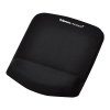 Fellowes Mouse Mat Wrist Support - PlushTouch Mouse Pad with Non Slip Rubber Base & Antibacterial Protection - Ergonomic Mouse Mat for Computer, Laptop, Home Office Use - Black