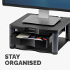 Fellowes Computer Monitor Stand with 3 Height Adjustments - Premium Monitor Riser Plus with Cable Management - Ergonomic Adjustable Monitor Stand for Computers - Max Weight 36KG/Max Size 21" 