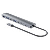 USB-C Dock/Hub, Ports (x7): USB-A (x3) and USB-C (x4), with Power Delivery (PD) 100W- requires external USB-C charger (not included). USB powered (no external power supply required) when PD i