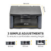 Fellowes Computer Monitor Stand with 3 Height Adjustments - Premium Monitor Riser Plus with Cable Management - Ergonomic Adjustable Monitor Stand for Computers - Max Weight 36KG/Max Size 21" 