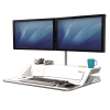 Fellowes Sit Stand Desk Riser - Lotus DX Height Adjustable Sit Stand Desk Converter with Cable Management & Antibacterial Protection - No Assembly Required - Max Weight 15.8KG - White