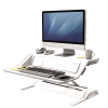 Fellowes Sit Stand Desk Riser - Lotus DX Height Adjustable Sit Stand Desk Converter with Cable Management & Antibacterial Protection - No Assembly Required - Max Weight 15.8KG - White