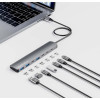 USB-C Dock/Hub, Ports (x7): USB-A (x3) and USB-C (x4), with Power Delivery (PD) 100W- requires external USB-C charger (not included). USB powered (no external power supply required) when PD i