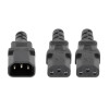 Power Cord/Cable Y-Splitter, C14 Male to 2x C13 Female (kettle lead), Monitor to CPU, 1.8m, 10A, Black, Powers two devices from one PDU, Lead, Lifetime Warranty