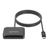 USB-C Contact Smart Card Reader with MicroSD slot, USB Type-C Male to Contact Reader Interface and microSDXC, Supports Windows, macOS and Linux, Reads SIM Cards with Adapter, Cable 1m, Black,