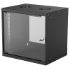 Intellinet 19" Network Cabinet - Wall Mount (Basic), 9U, 400mm Deep, Black, Flatpack, Max 50kg, Usable Depth 340mm, Glass Door, Rack, Parts for wall installation (eg screws and rawl plugs) no